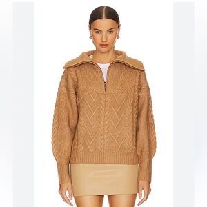 Line the Label Sloane half zip Sweater Carmel tan soft  luxurious Revolve